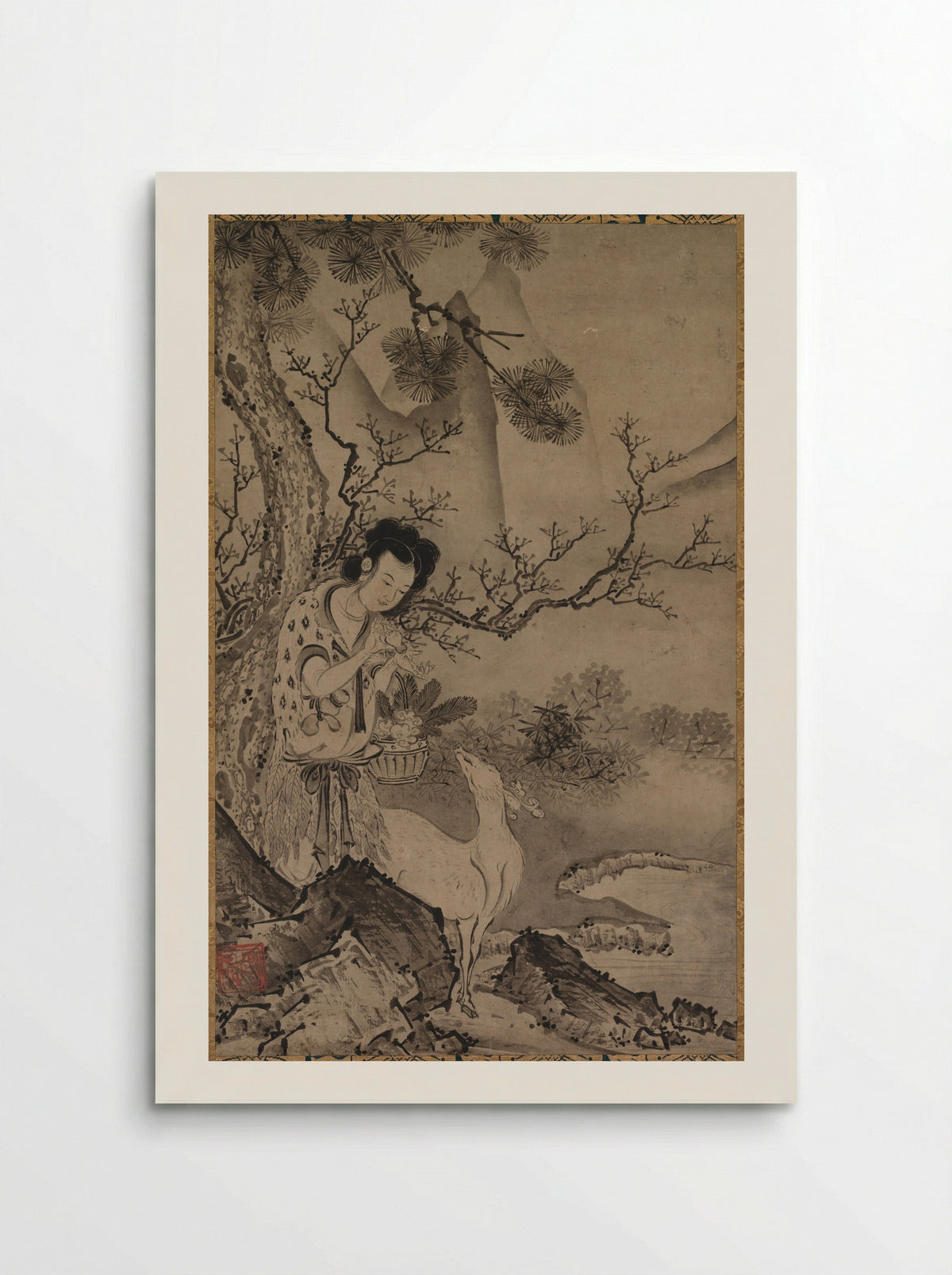 Female Daoist Figure in Landscape - Kōboku - Poster