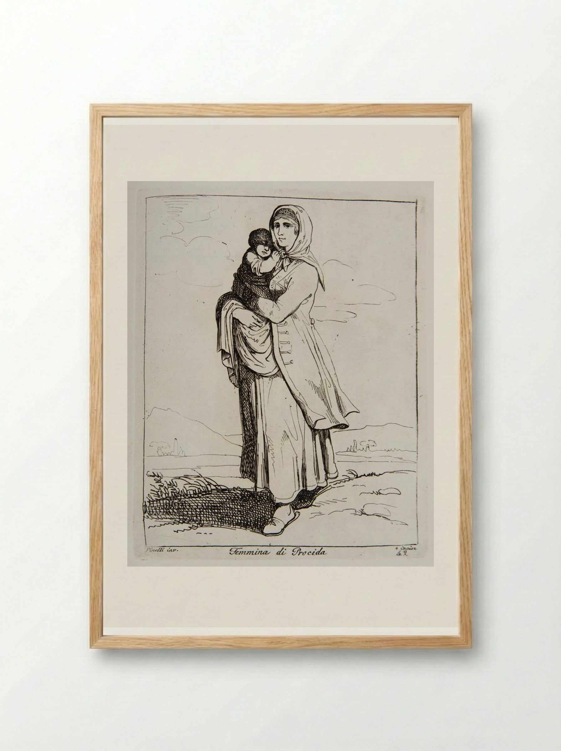 Female from Procida - Bartolomeo Pinelli - Framed Print Wood