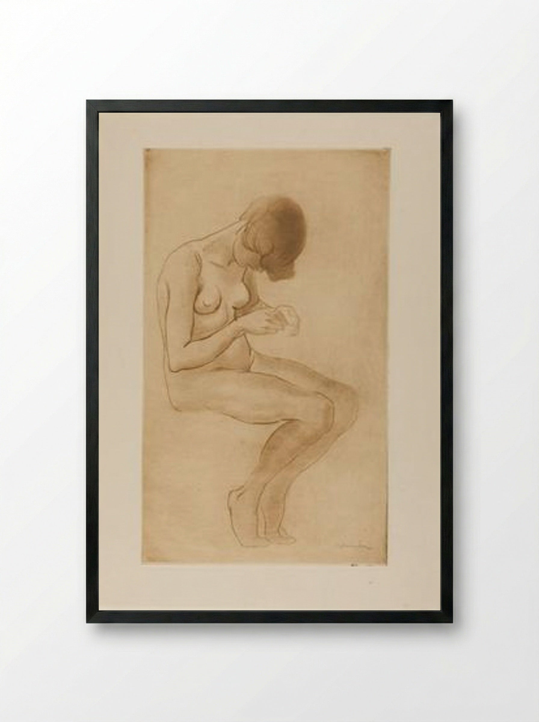 Femme Se Faisant Les Ongles - Théophile Steinlen - Framed Print Black
