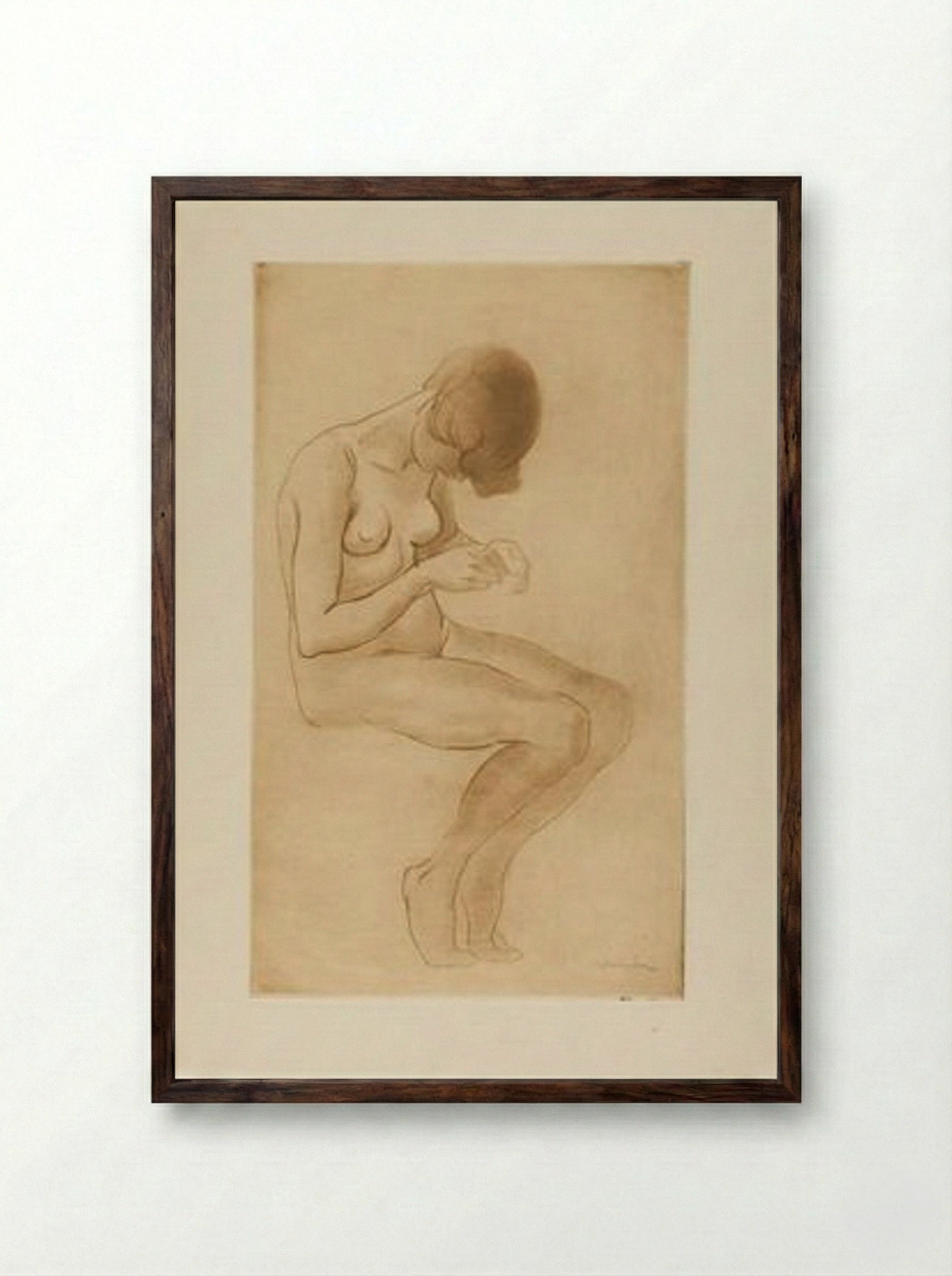 Femme Se Faisant Les Ongles - Théophile Steinlen - Framed Print Dark Wood