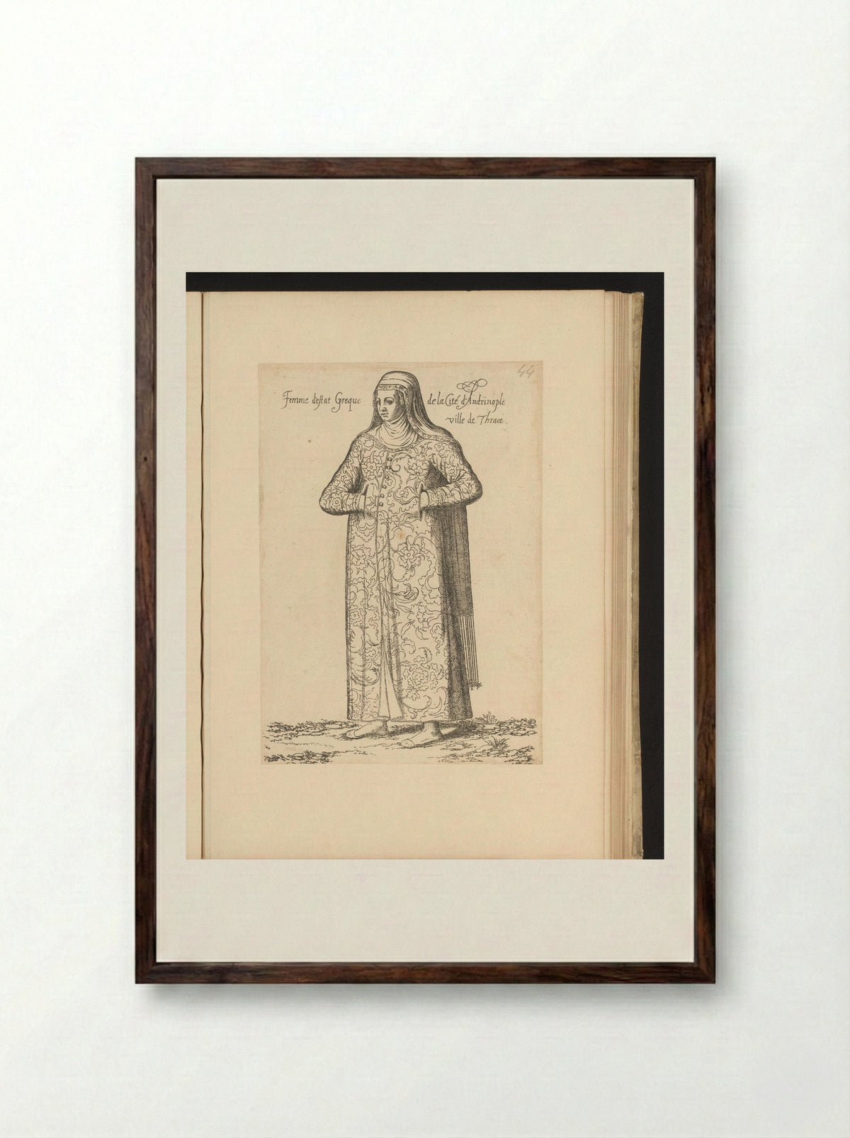 Femme d'estat Greque de la Cité d'Andrinople ville de Thrace - Guillaume Rouille - Framed Print Dark Wood