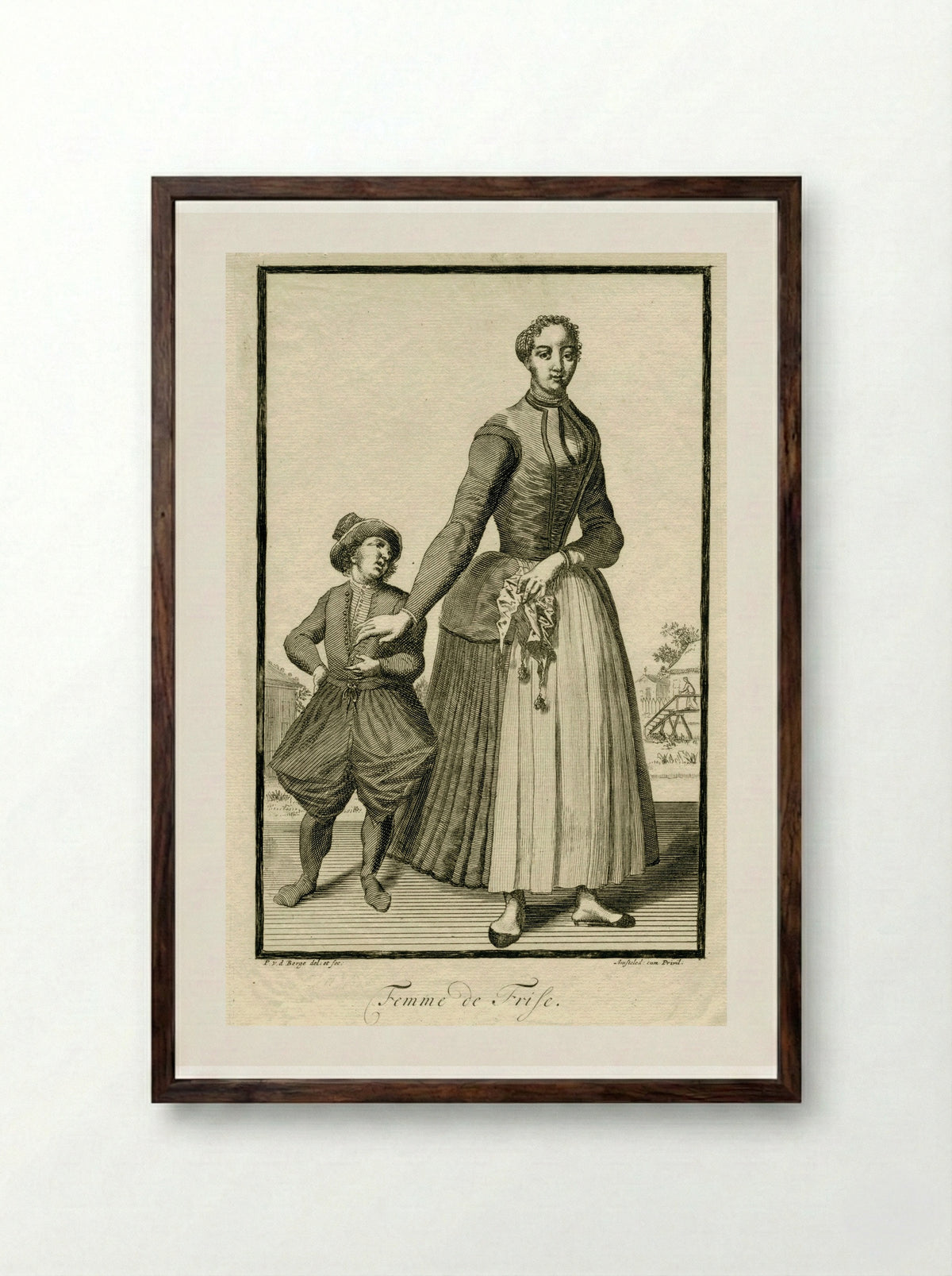 Femme de Frise (Woman from Friesland) - Pieter van den Berge - Framed Print Dark Wood