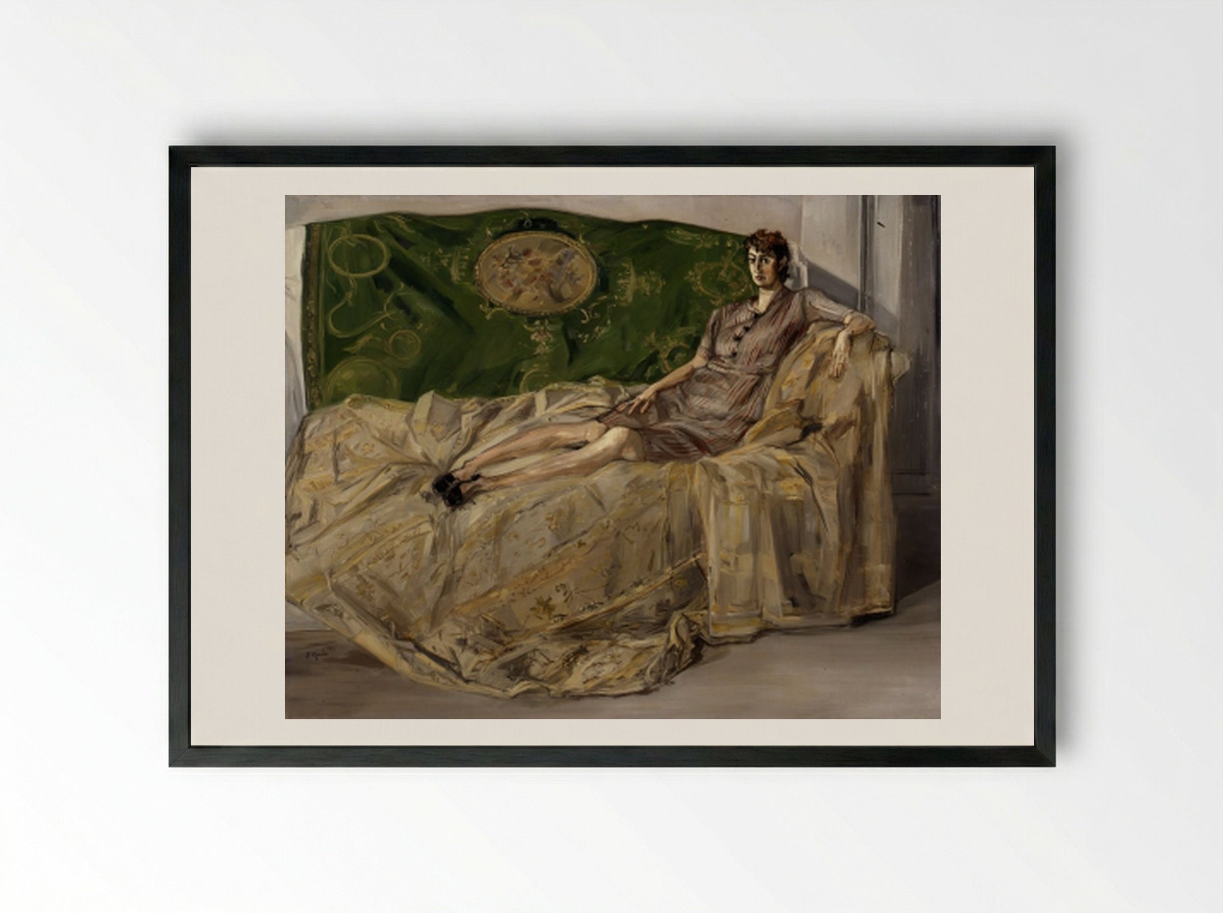 Femme sur un canapé - Francis Gruber - Framed Print Black