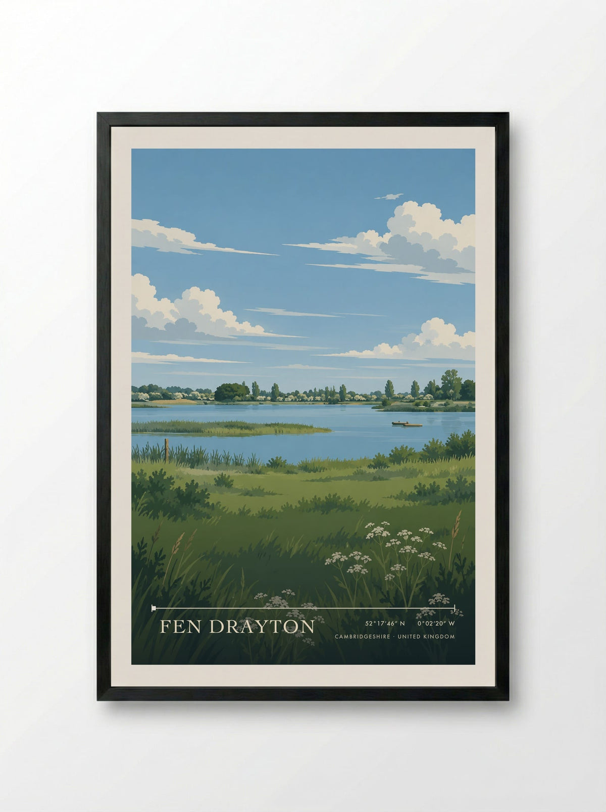 Fen Drayton, Cambridgeshire | Travel Poster - Framed Print Black