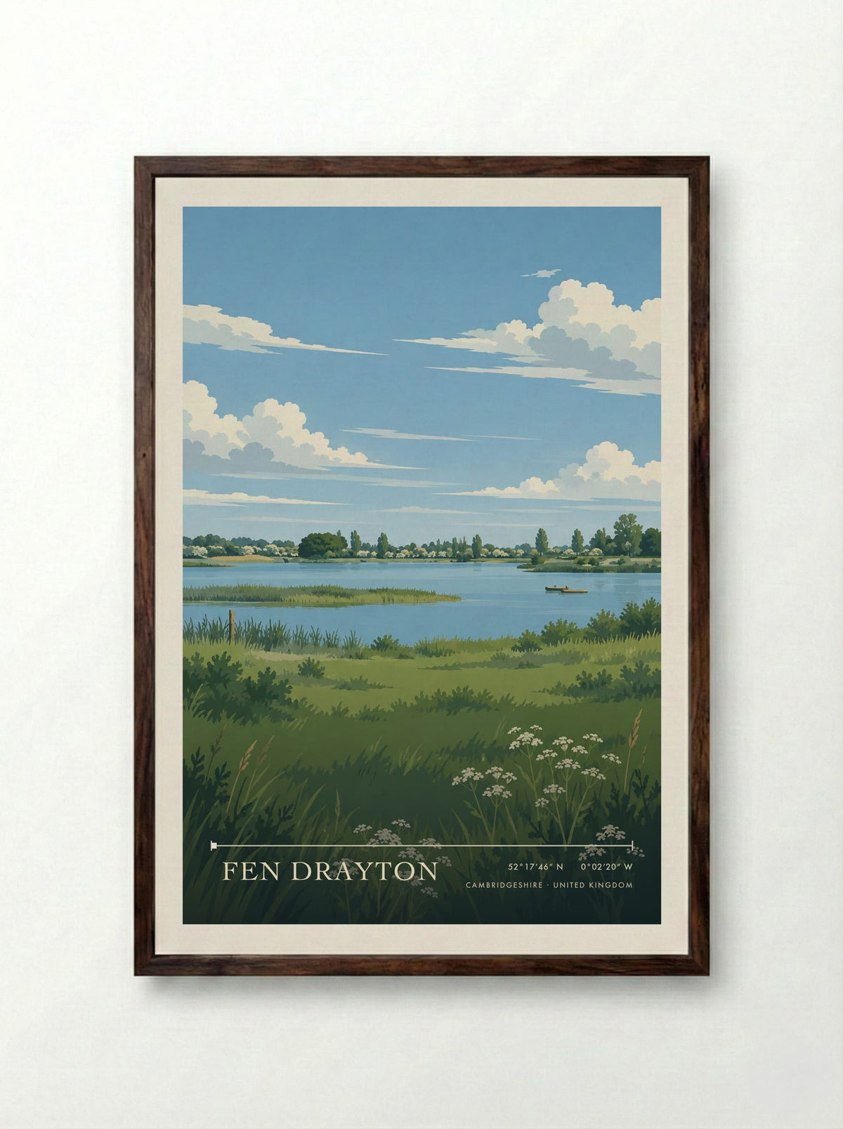 Fen Drayton, Cambridgeshire | Travel Poster - Framed Print Dark Wood