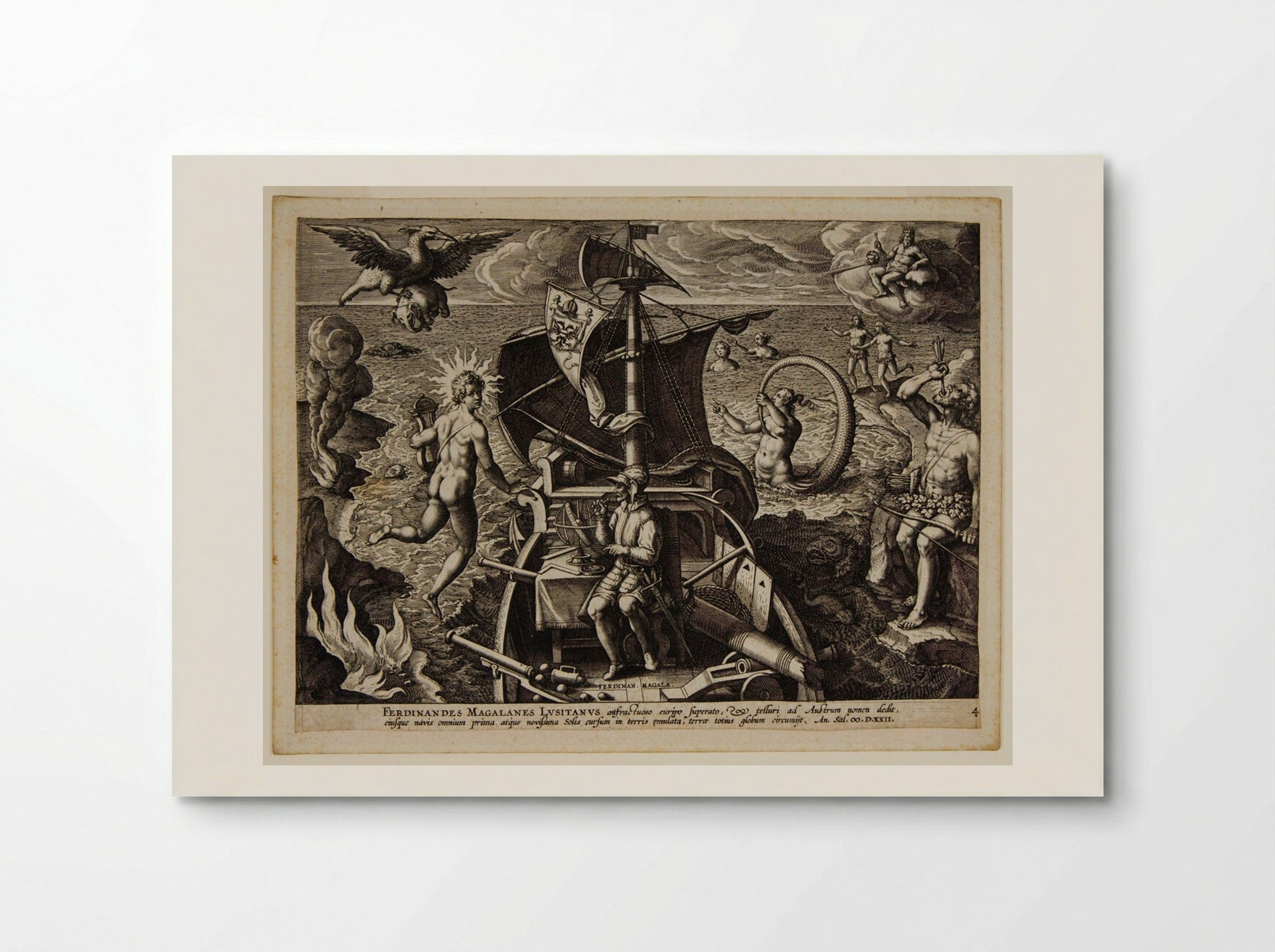 Ferdinand Magellan on His Ship - Adriaen Collaert - Poster