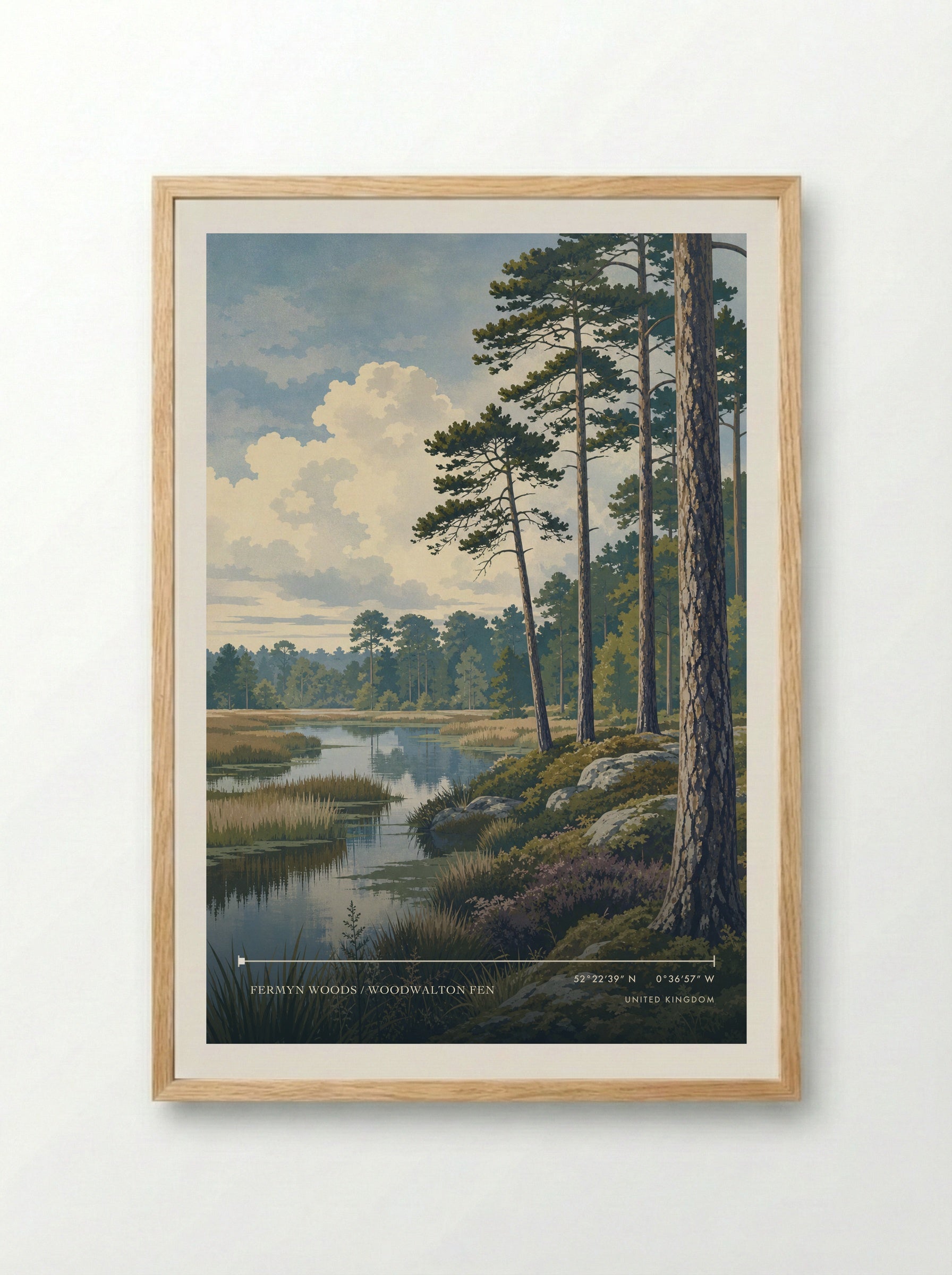 Fermyn Woods / Woodwalton Fen United Kingdom Travel Poster - Framed Print Wood