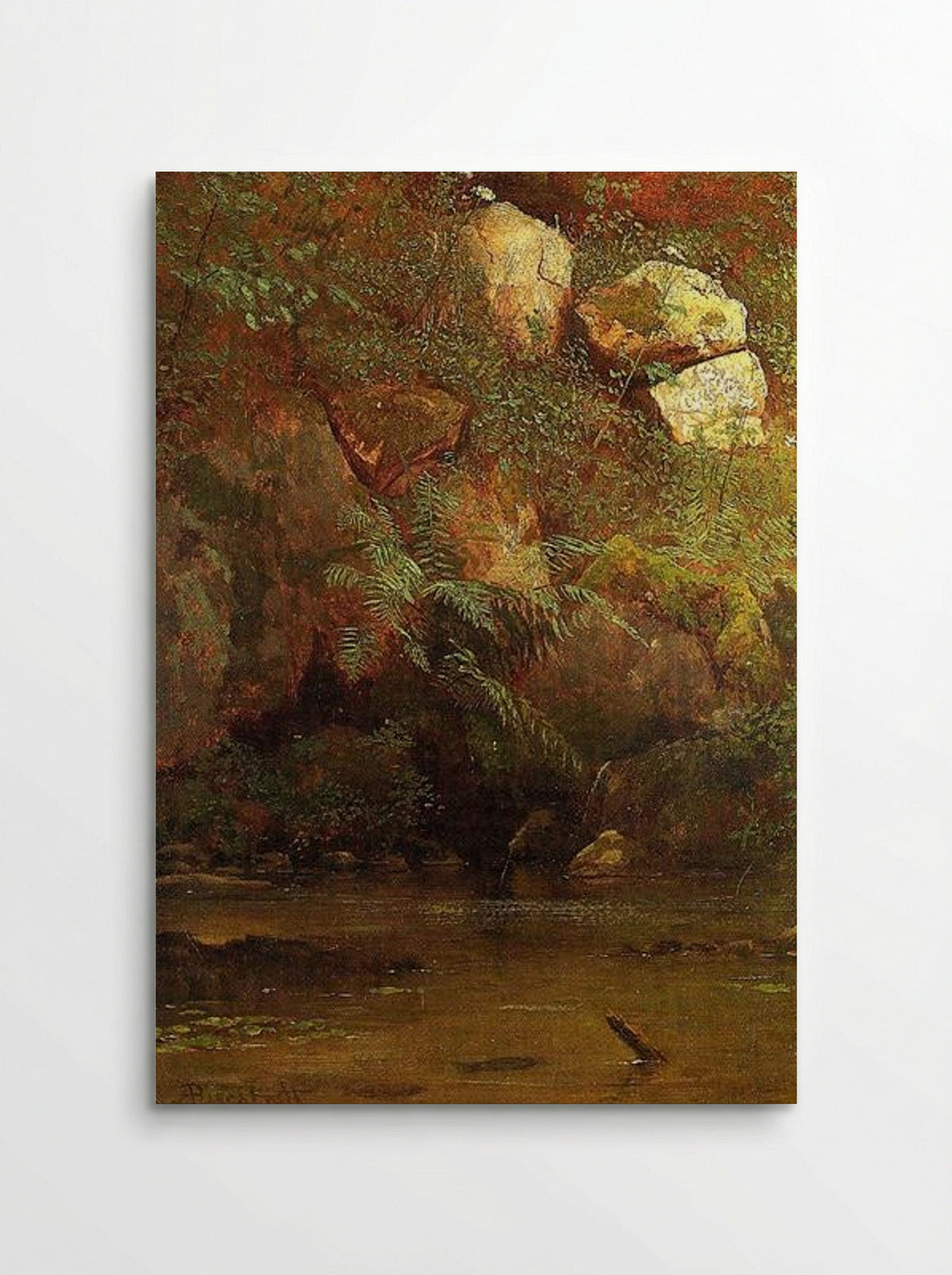 Ferns and Rocks on an Embankment - Albert Bierstadt - Poster