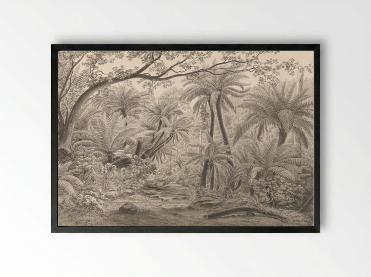 Ferntree or Dobson's Gully, Dandenong Ranges - Eugene von Guerard - Framed Print Black