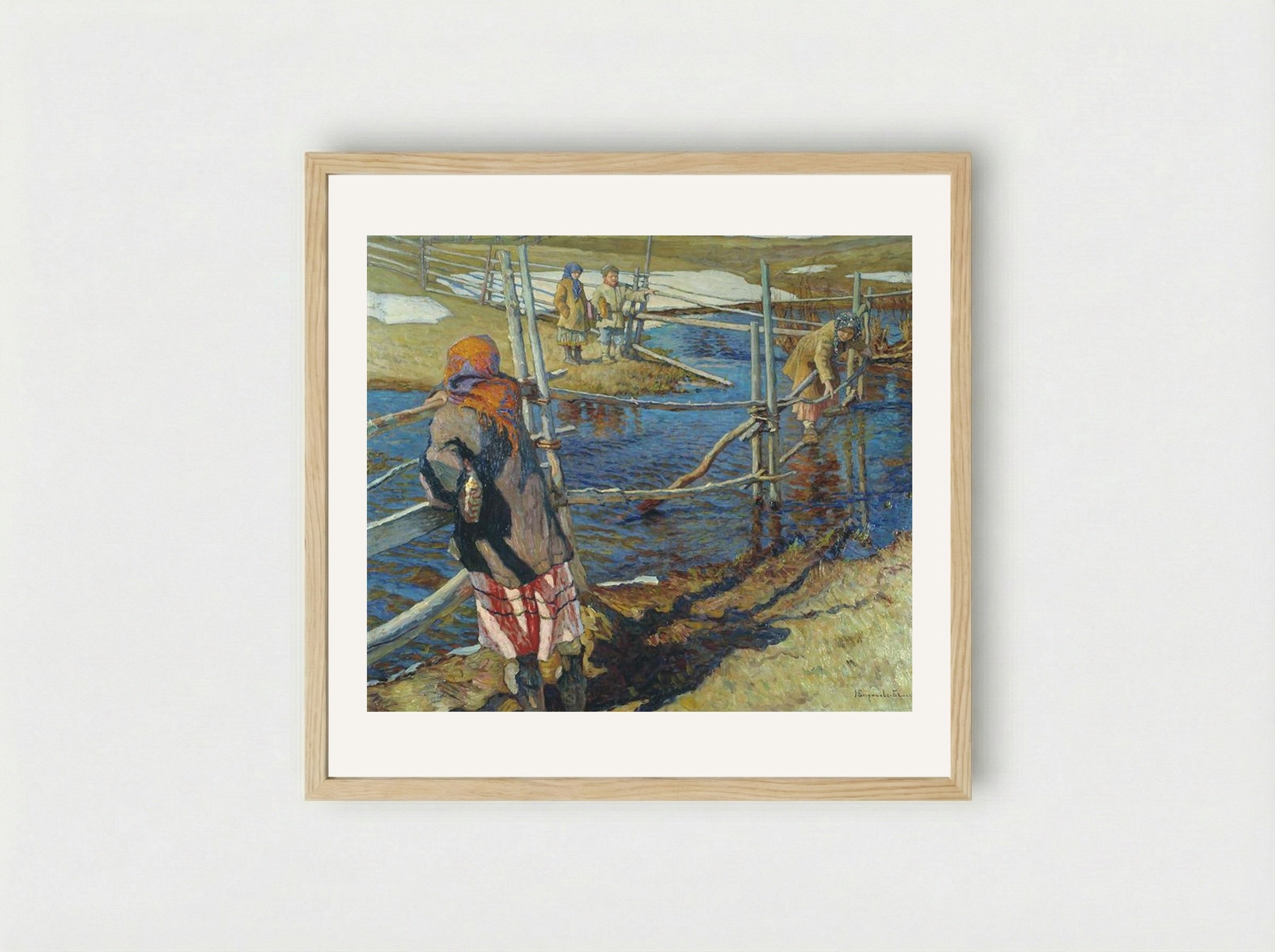 Ferriage - Nikolay Bogdanov-Belsky - Framed Print Wood