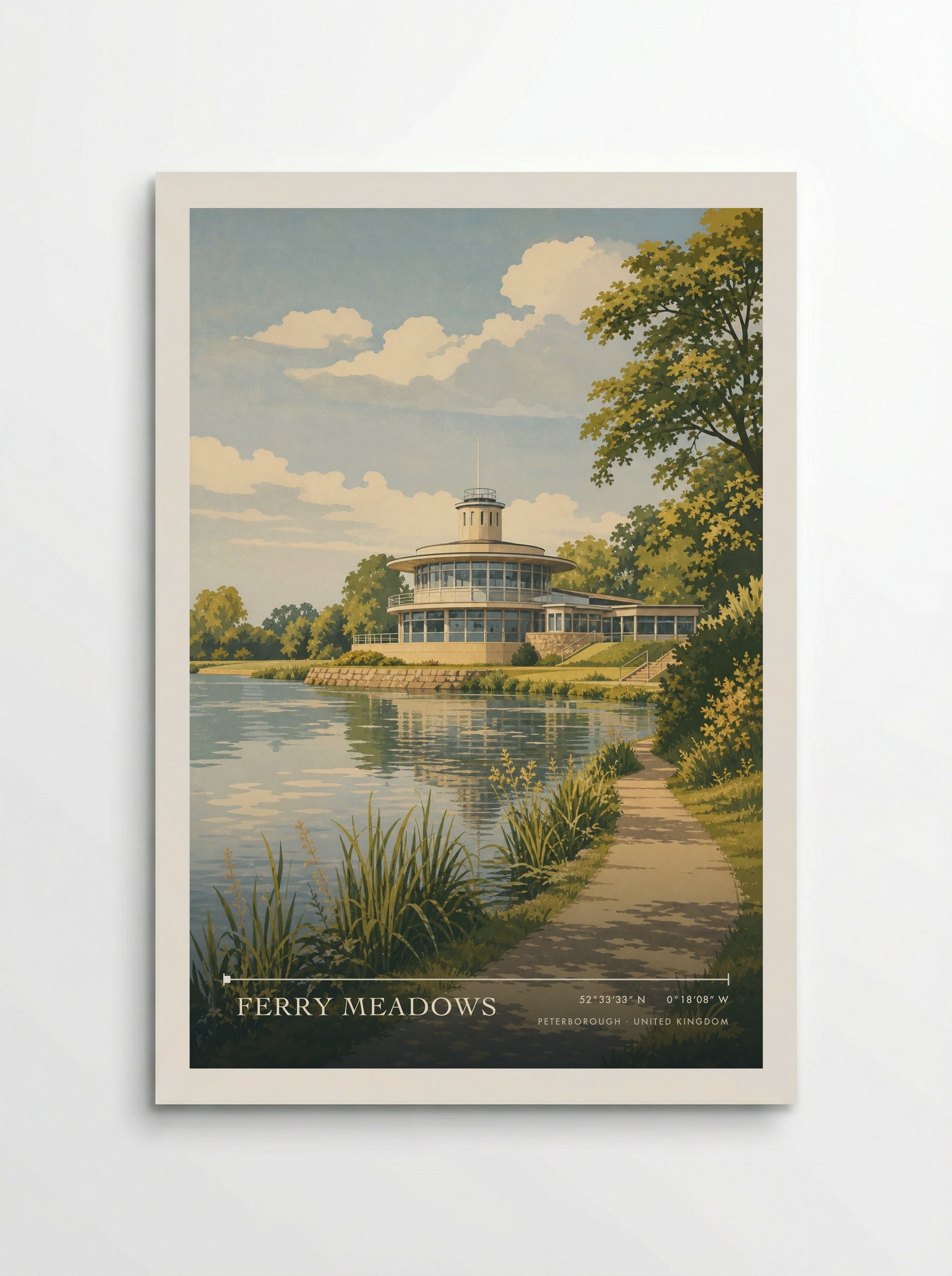 Ferry Meadows Peterborough United Kingdom Travel Poster - Poster