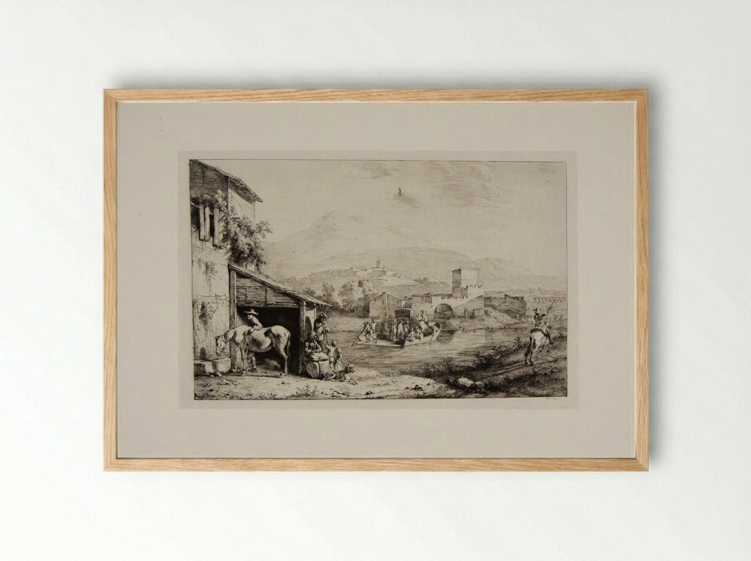 Ferry of Garigliano - Jean-Jacques de Boissieu - Framed Print Wood