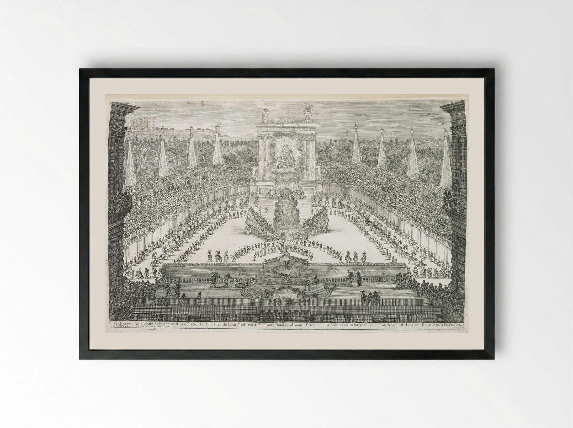 Festival Parade with the Gods Enthroned - Stefano Della Bella - Framed Print Black