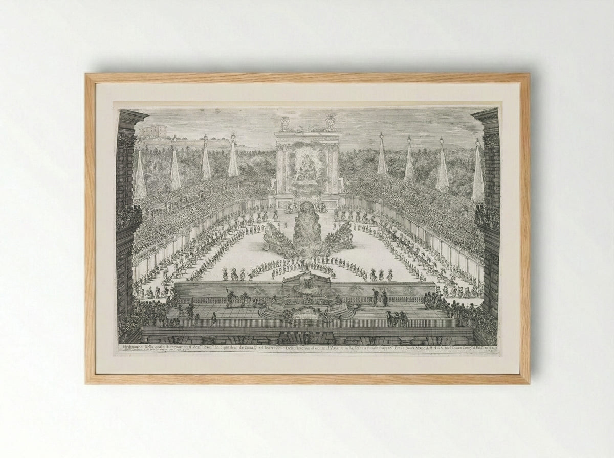 Festival Parade with the Gods Enthroned - Stefano Della Bella - Framed Print Wood