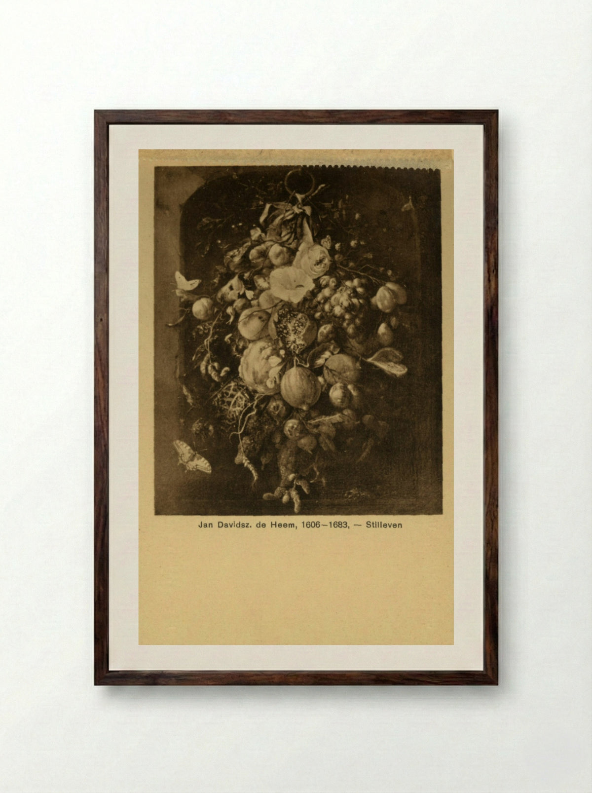 Festoen van vruchten en bloemen - Jan Davidsz. de Heem - Framed Print Dark Wood
