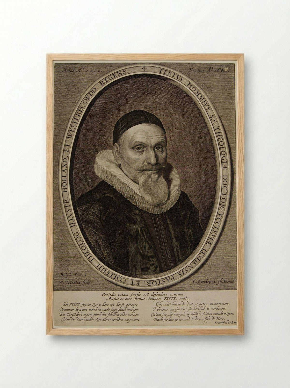 Festus Hommius - Cornelis van Dalen the Elder - Framed Print Wood