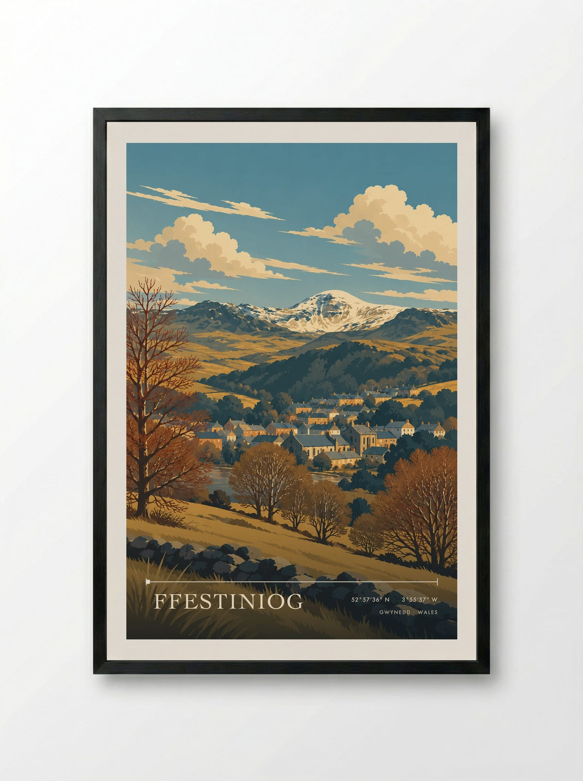 Ffestiniog, Gwynedd | Travel Poster - Framed Print Black