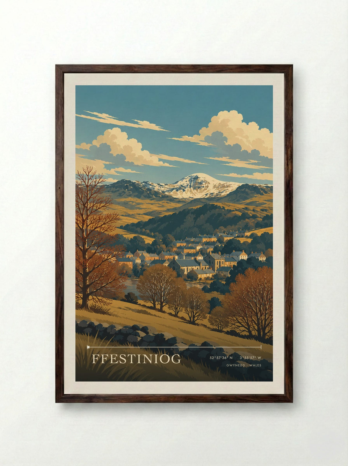 Ffestiniog, Gwynedd | Travel Poster - Framed Print Dark Wood