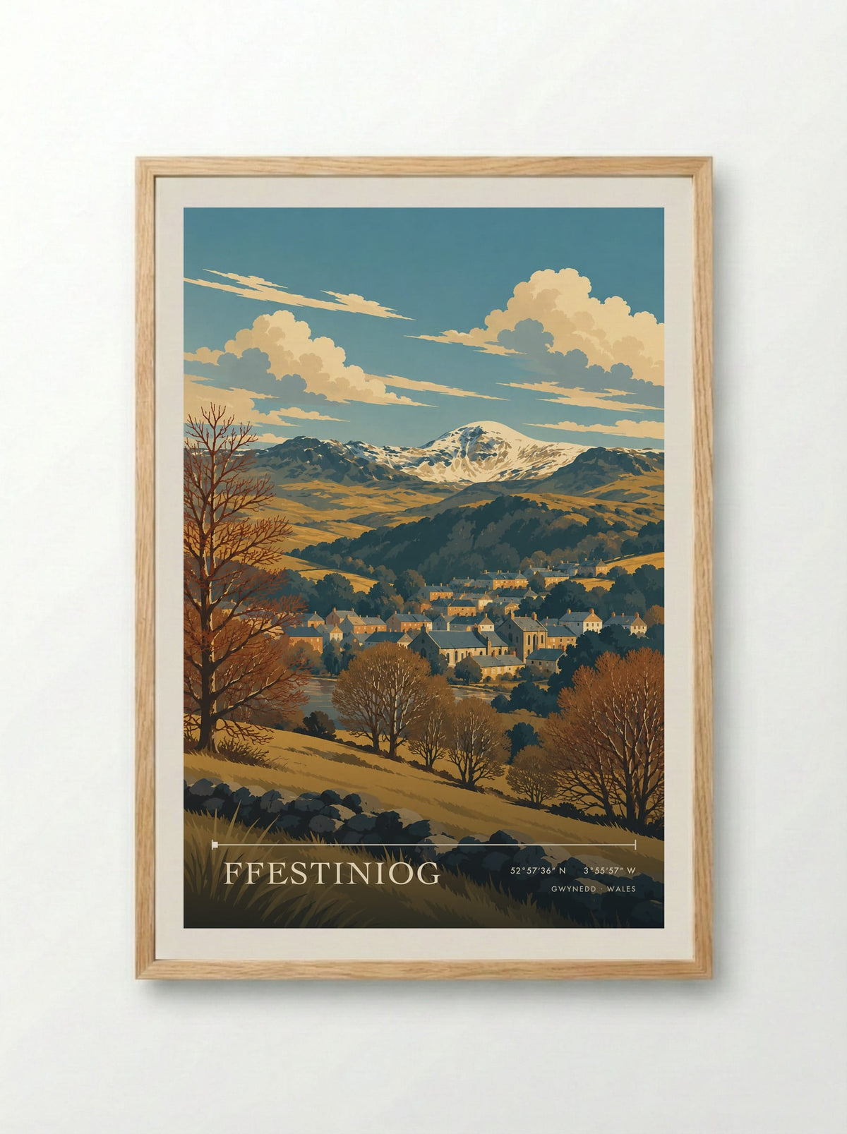 Ffestiniog, Gwynedd | Travel Poster - Framed Print Wood
