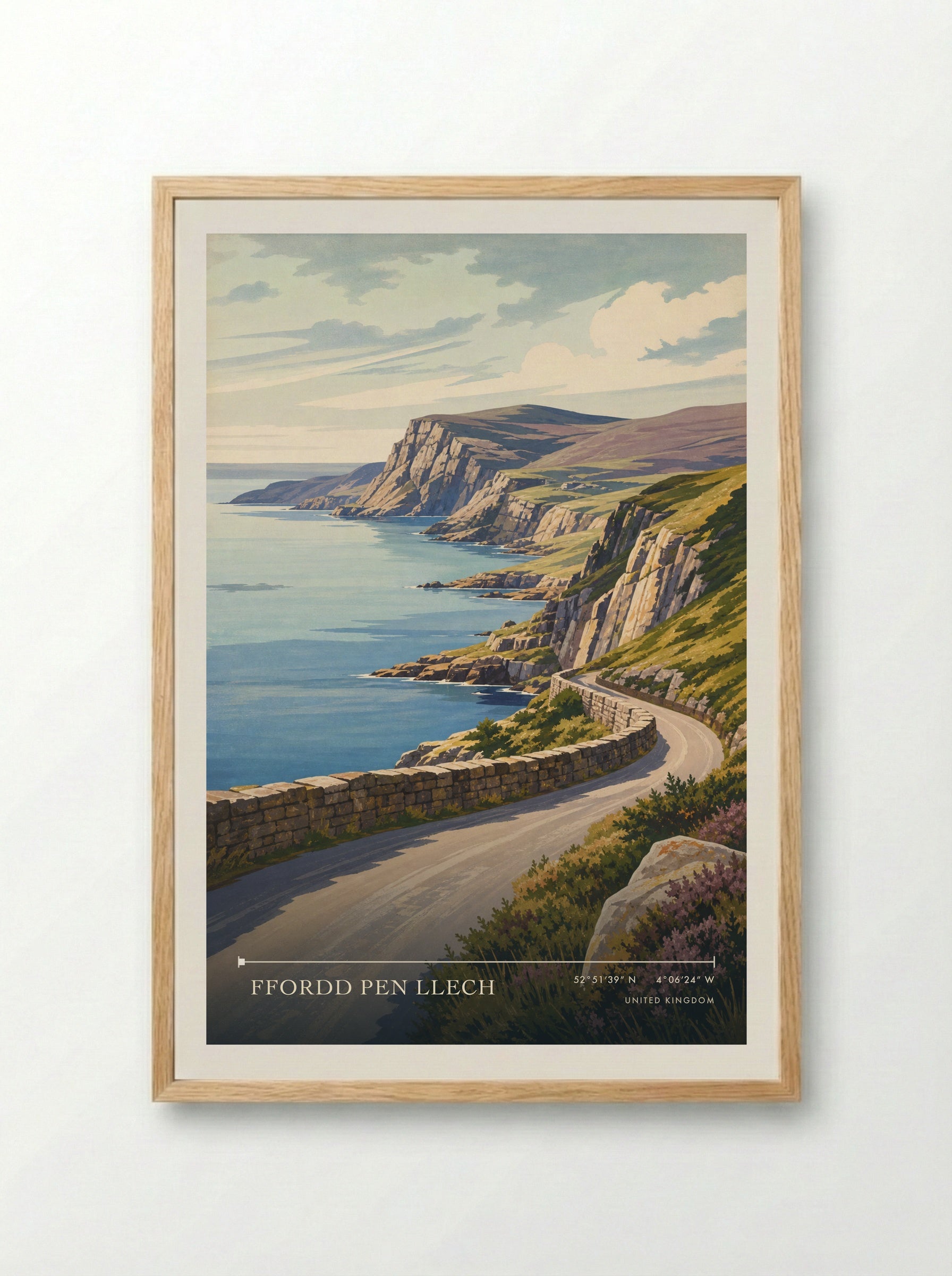 Ffordd Pen Llech United Kingdom Travel Poster - Framed Print Wood