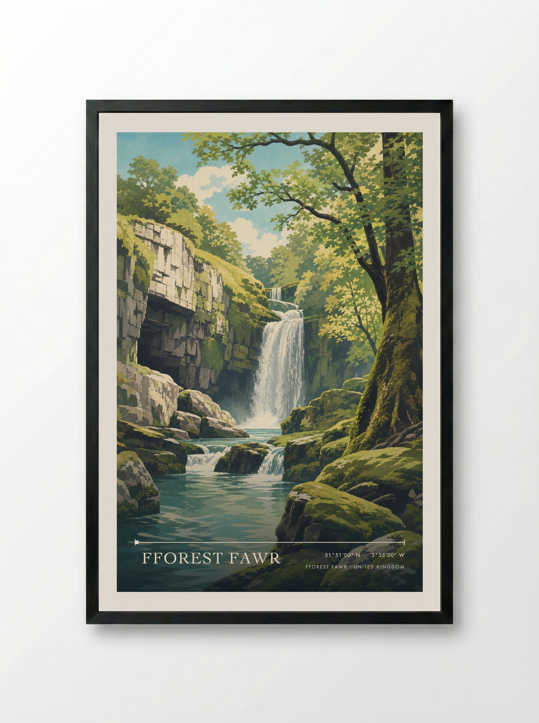 Fforest Fawr United Kingdom Travel Poster - Framed Print Black