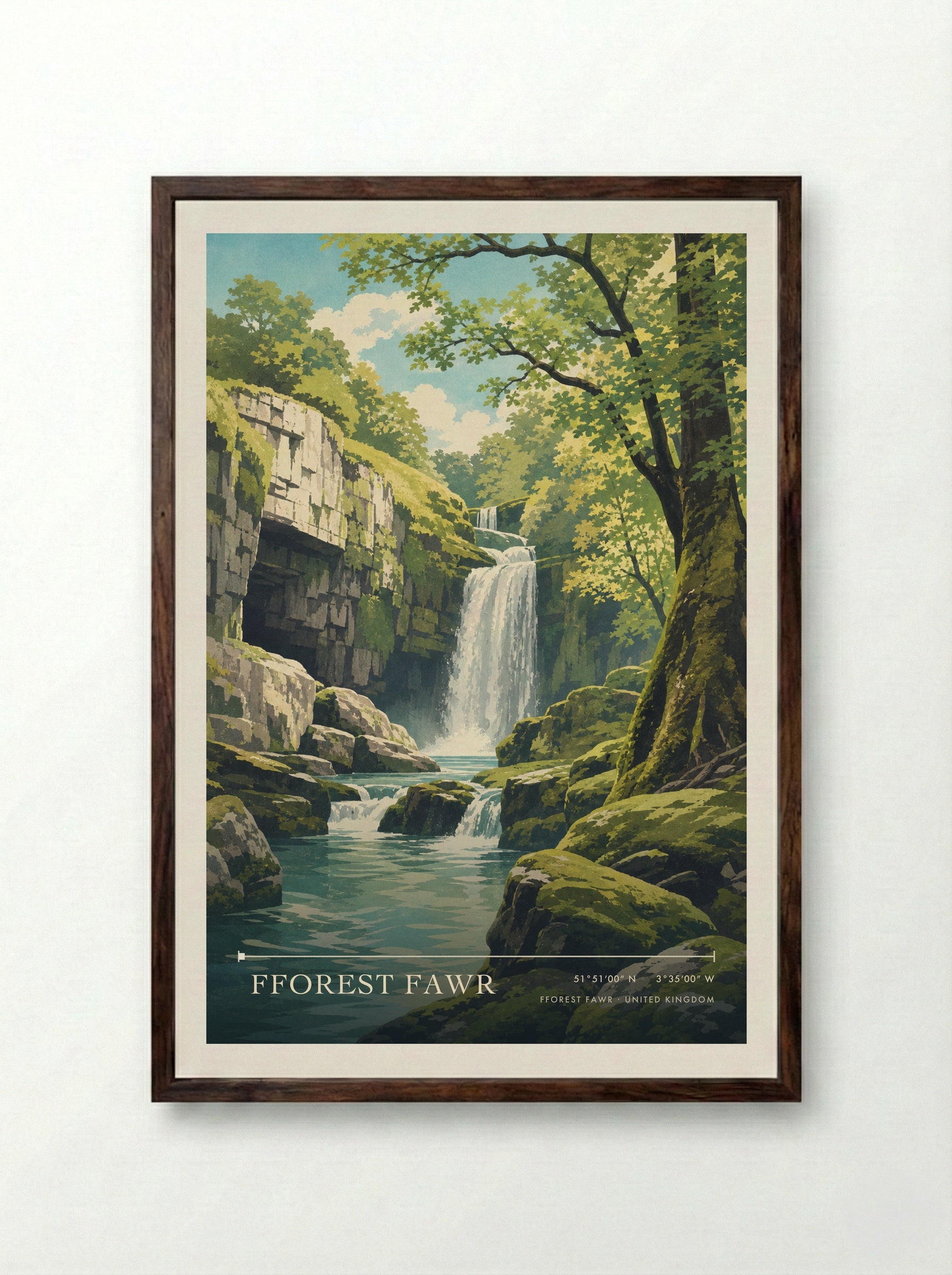 Fforest Fawr United Kingdom Travel Poster - Framed Print Dark Wood