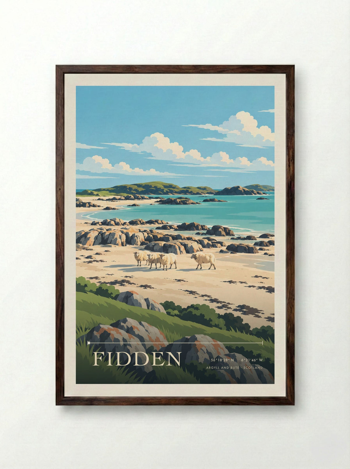 Fidden, Argyll and Bute | Travel Poster - Framed Print Dark Wood