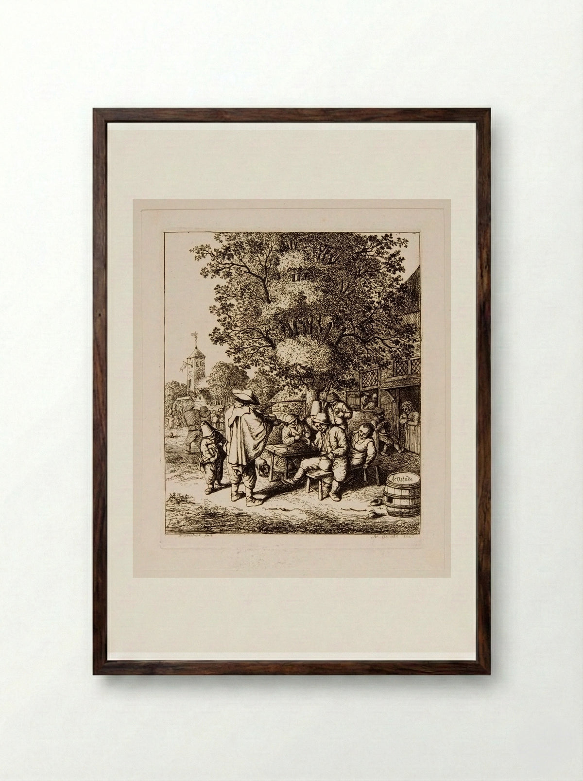 Fiddler and Hurdy-gurdy Boy - David Deuchar - Framed Print Dark Wood