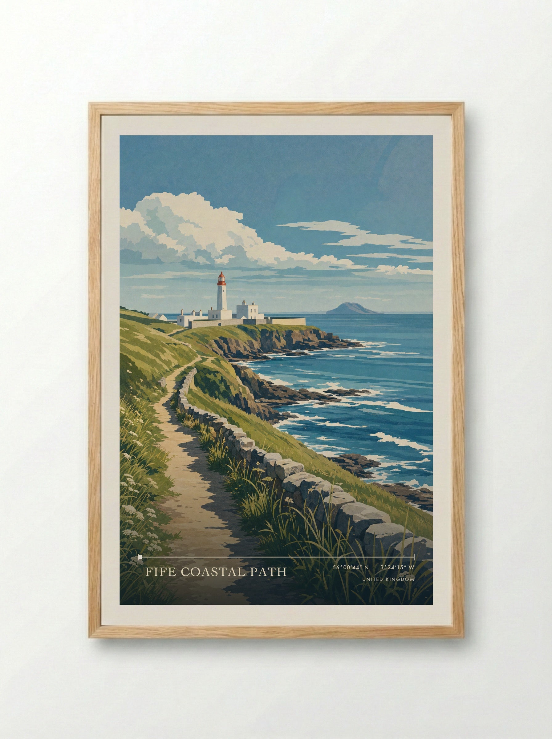 Fife Coastal Path United Kingdom Travel Poster - Framed Print Wood