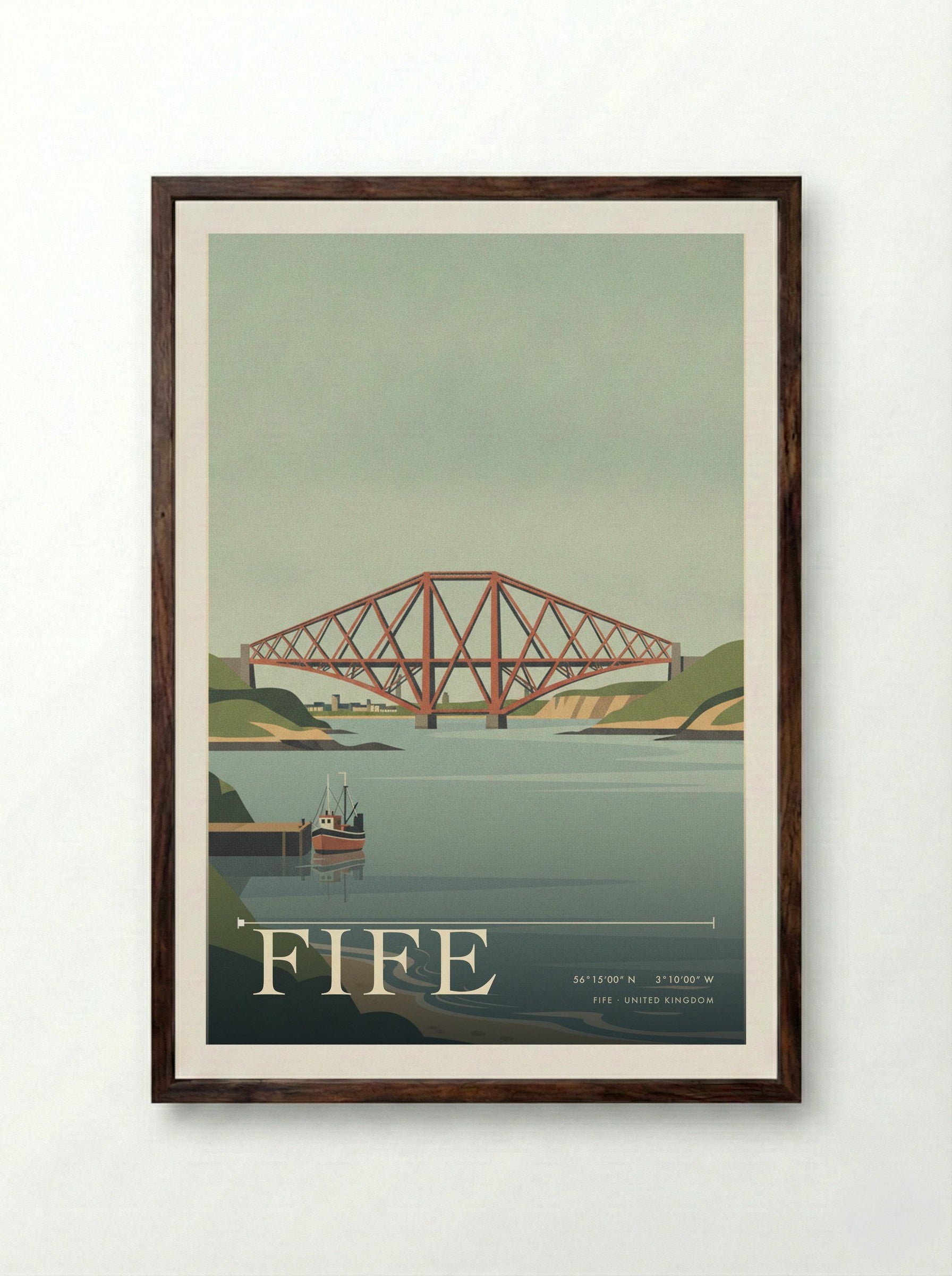 Fife United Kingdom Travel Poster - Framed Print Dark Wood