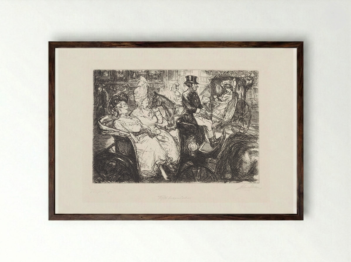 Fifth Avenue Critics - John French Sloan - Framed Print Dark Wood