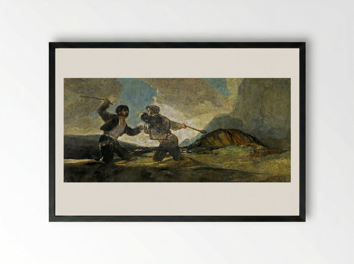 Fight With Cudgels - Francisco Goya - Framed Print Black