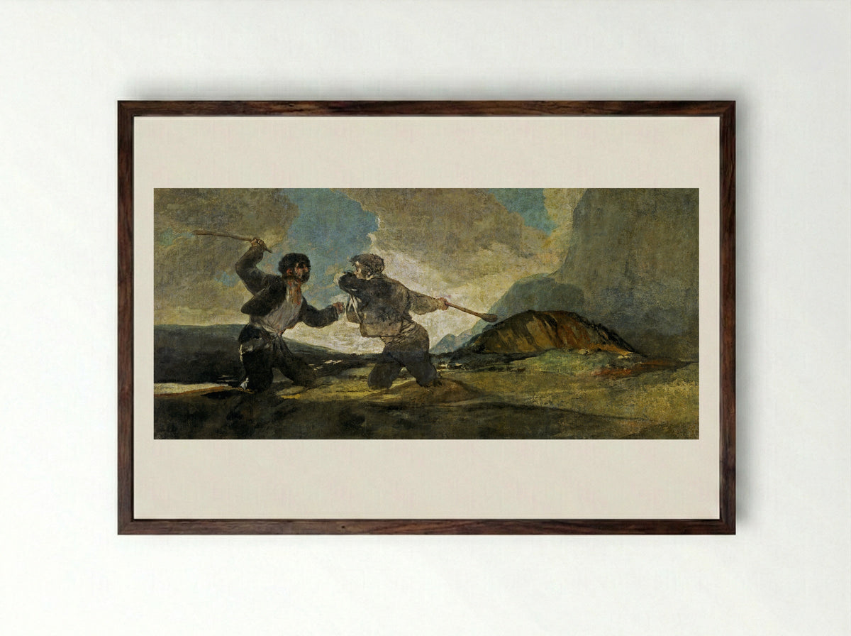 Fight With Cudgels - Francisco Goya - Framed Print Dark Wood