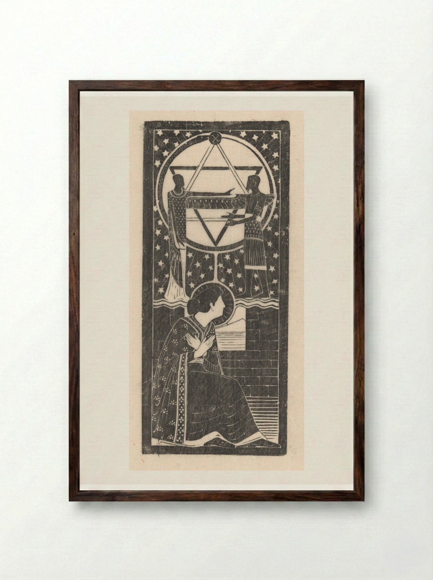 Figuren bij een theosofisch embleem - Karel Petrus Cornelis de Bazel - Framed Print Dark Wood