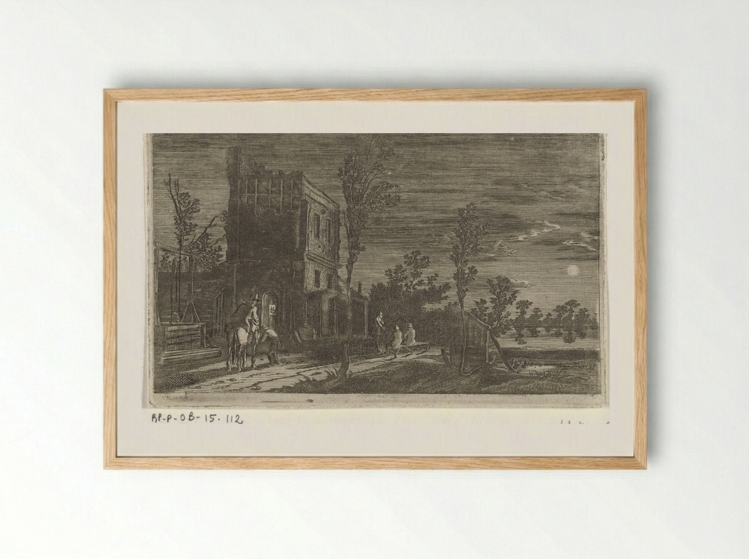 Figuren bij een toren, bij nacht - Gillis van Scheyndel (I) - Framed Print Wood