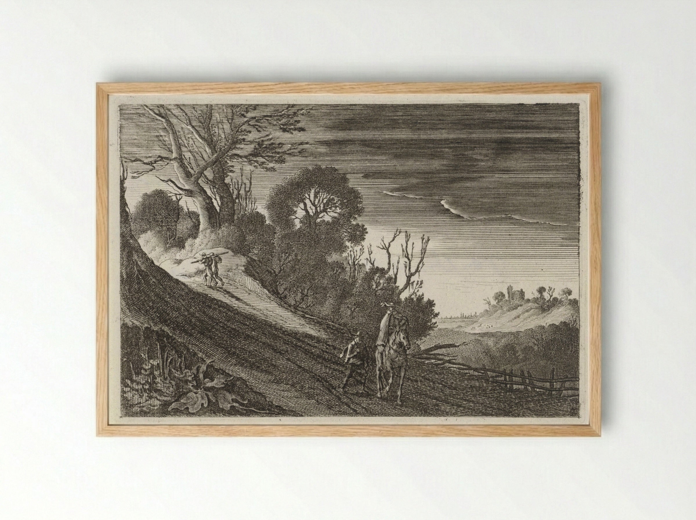 Figuren op een pad bij schemering - Gillis van Scheyndel (I) - Framed Print Wood