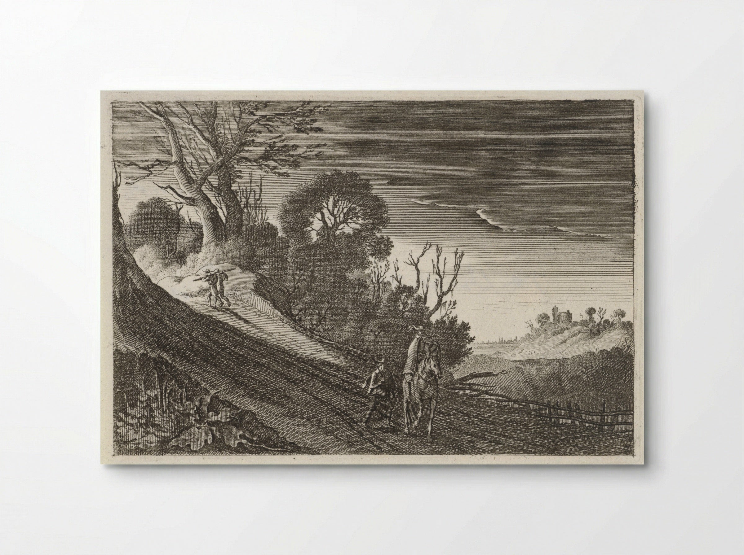 Figuren op een pad bij schemering - Gillis van Scheyndel (I) - Poster