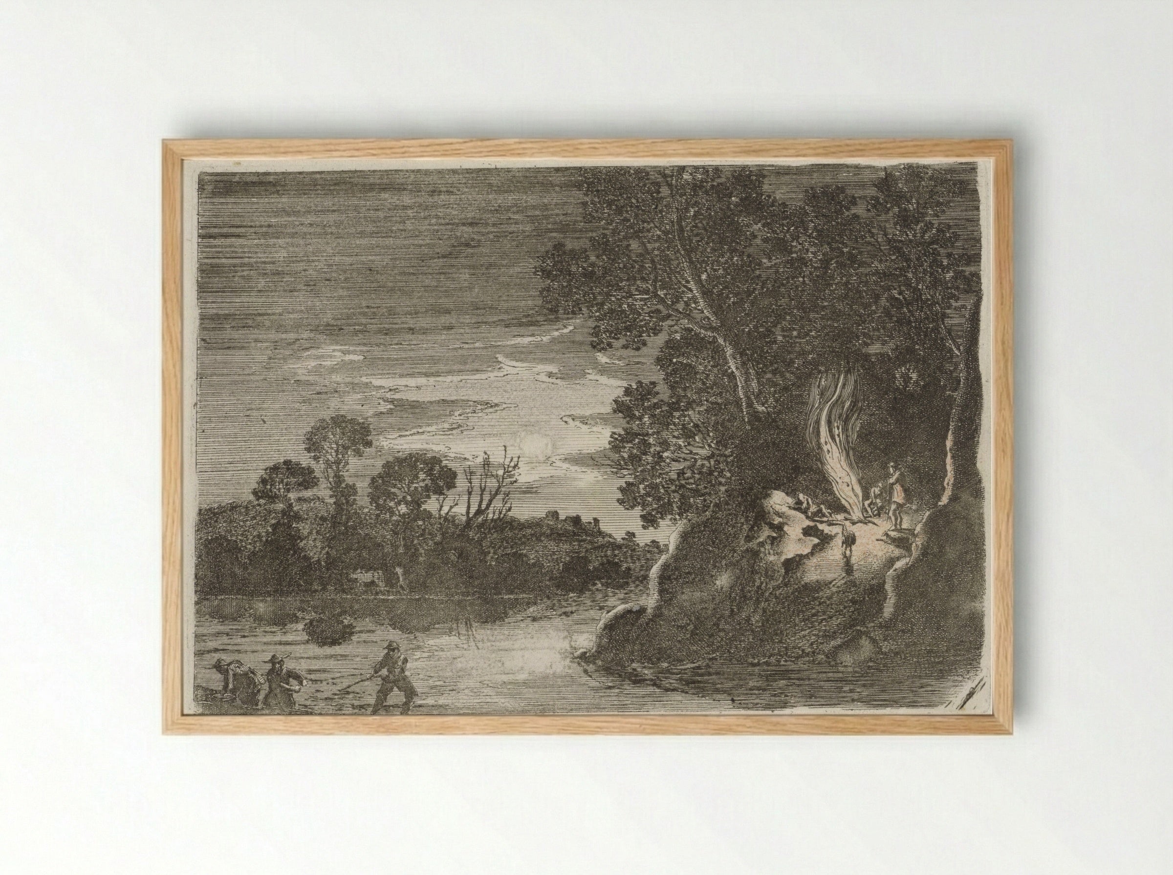 Figuren rond een kampvuur - Gillis van Scheyndel (I) - Framed Print Wood