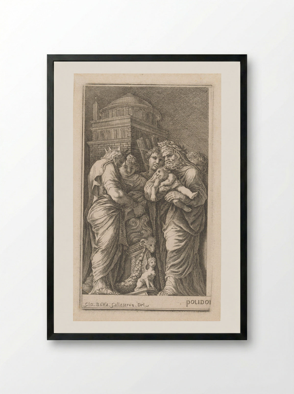 Figuren rondom een altaar - Giovanni Francesco Venturini - Framed Print Black