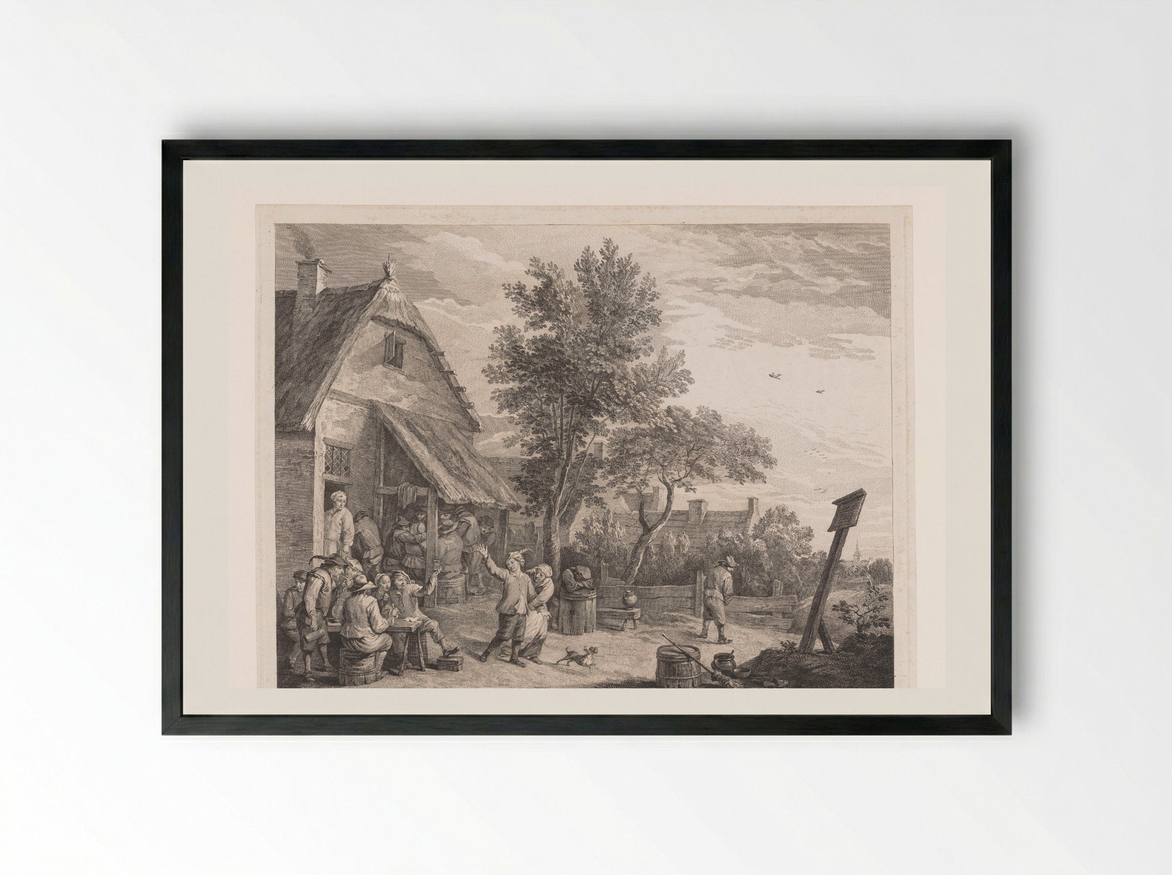 Figuren voor een herberg - Jacques-Philippe Le Bas - Framed Print Black