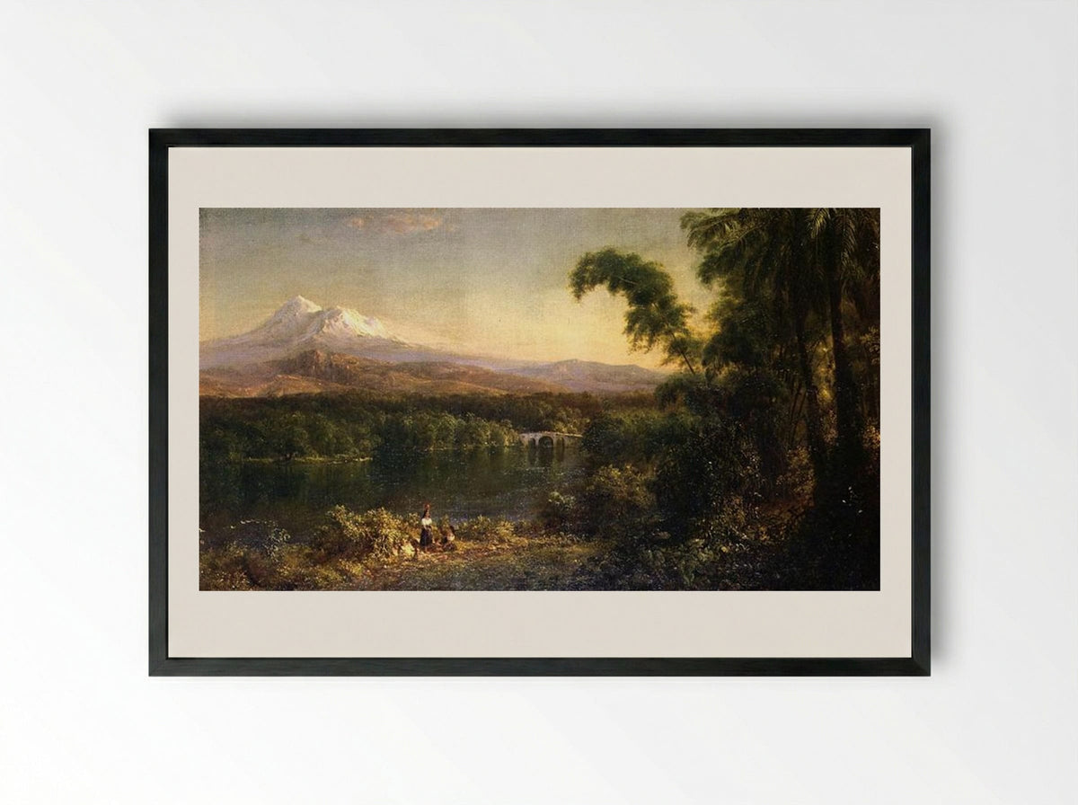 Figures in an Ecuadorian Landscape - Frederic Edwin Church - Framed Print Black