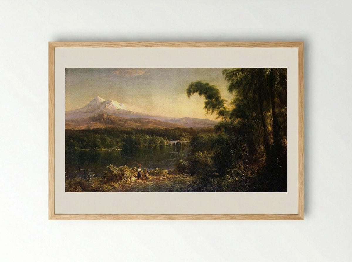 Figures in an Ecuadorian Landscape - Frederic Edwin Church - Framed Print Wood