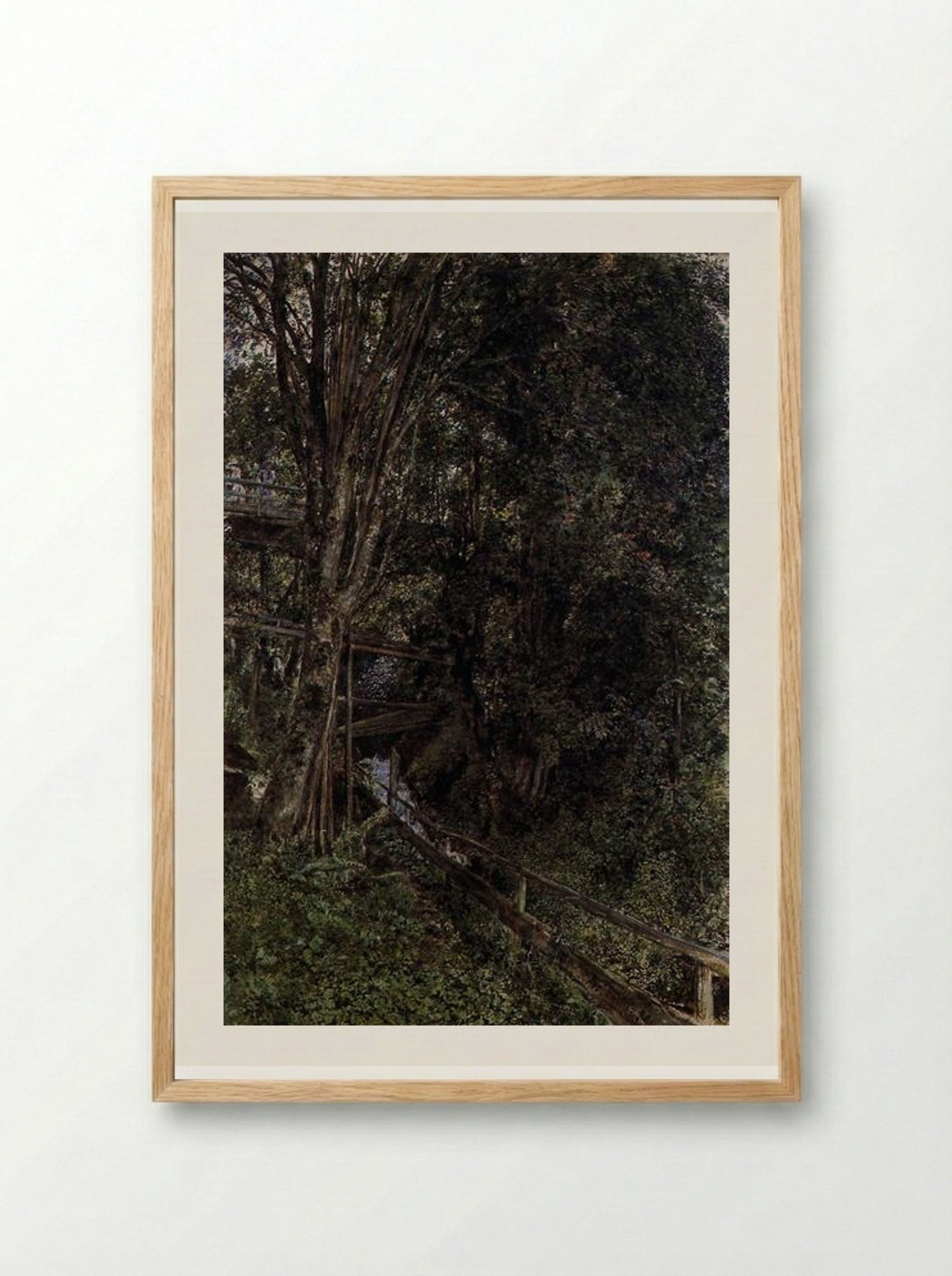 Figures on a Bridge over a Stream at Gastein - Rudolf von Alt - Framed Print Wood