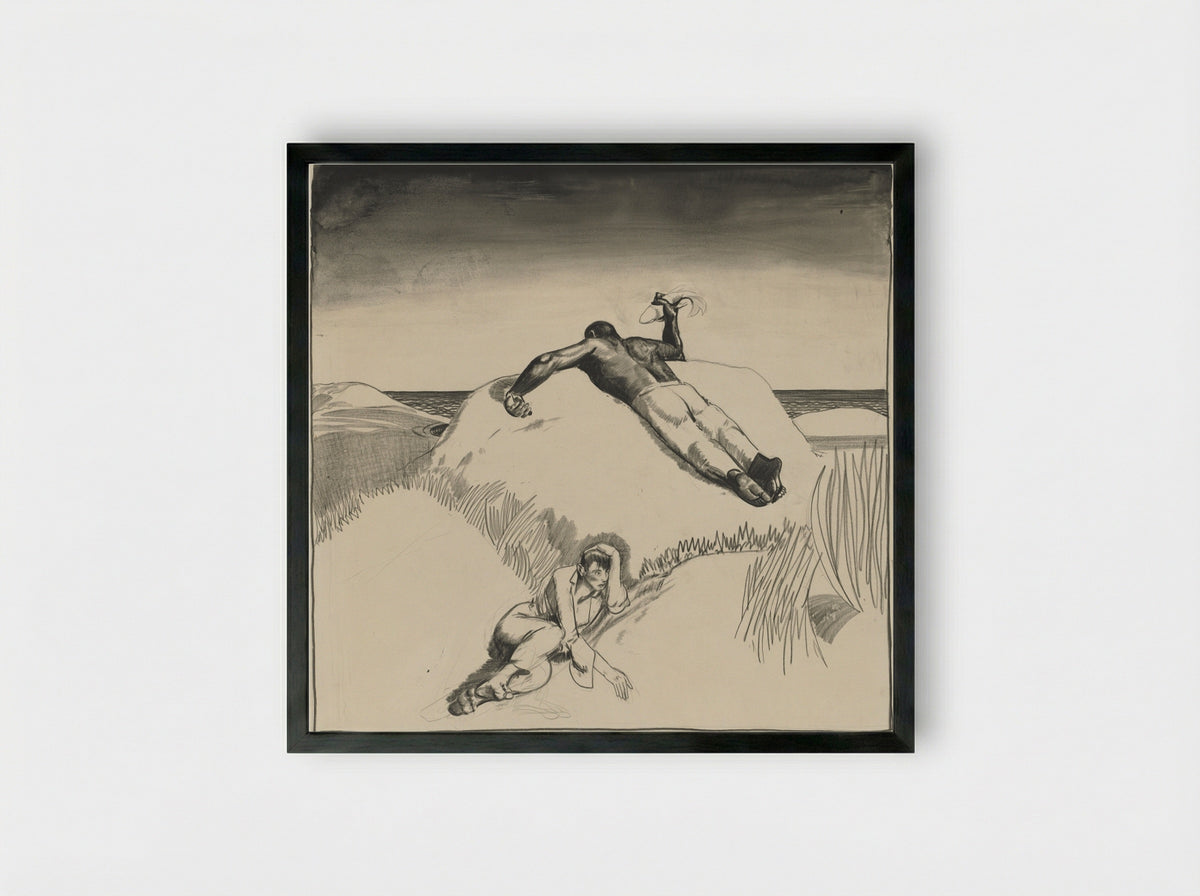 Figures on the Beach - George Bellows - Framed Print Black