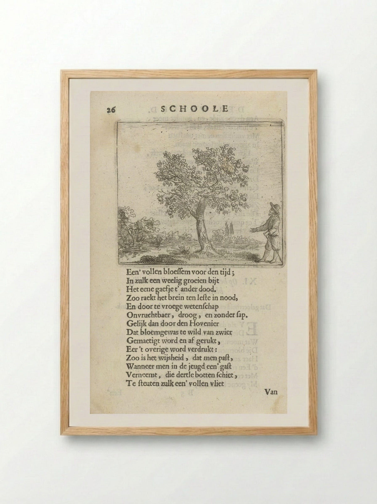Figuur bij een appelboom - Arnold Houbraken - Framed Print Wood
