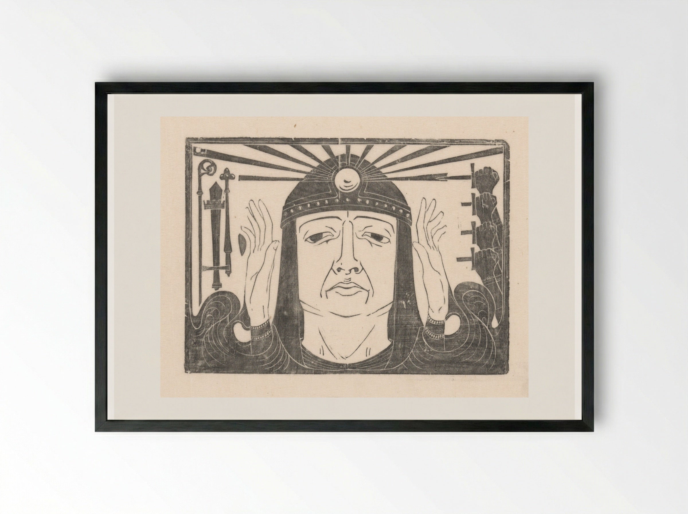 Figuur met regalia en steekwapens - Karel Petrus Cornelis de Bazel - Framed Print Black