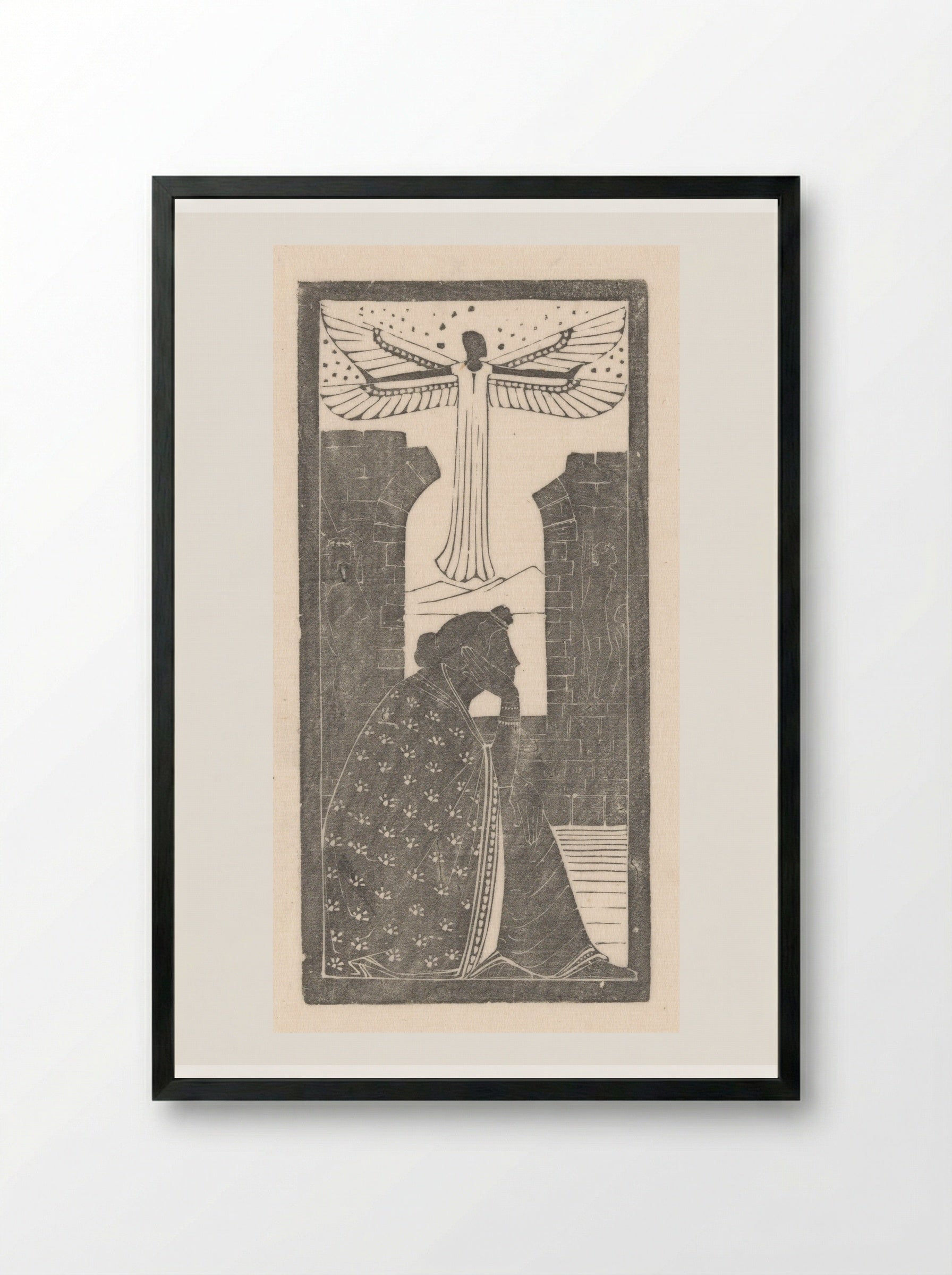 Figuur met vier vleugels bij ruïne - Karel Petrus Cornelis de Bazel - Framed Print Black