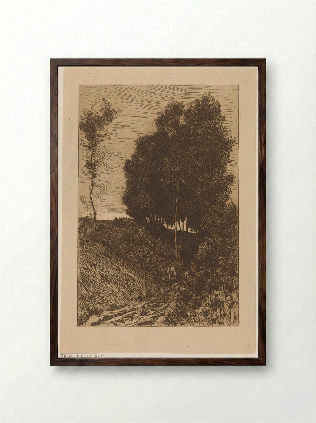 Figuur op een holle weg - Anton L. Koster - Framed Print Dark Wood