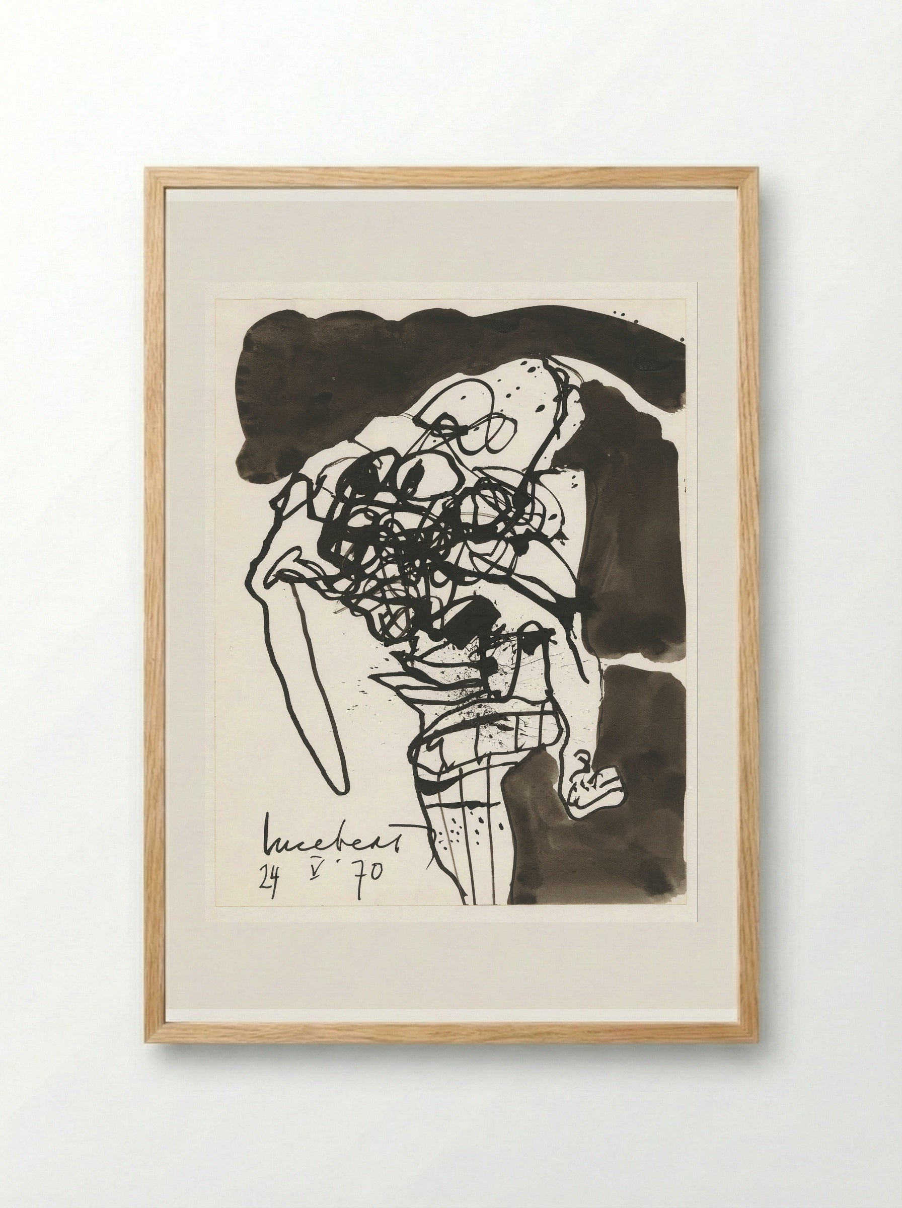 Figuur tegen zwarte achtergrond - Lucebert - Framed Print Wood
