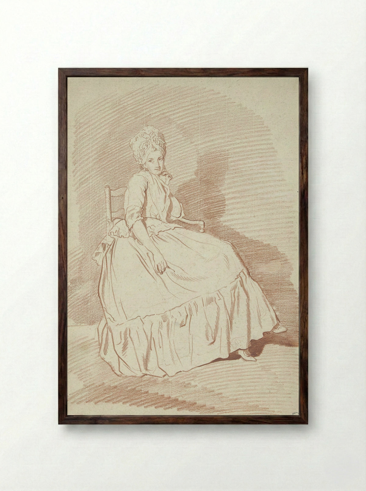 Figuurstudie van een zittende vrouw, mogelijk Louise-Charlotte Marini - Louis Rolland Trinquesse - Framed Print Dark Wood